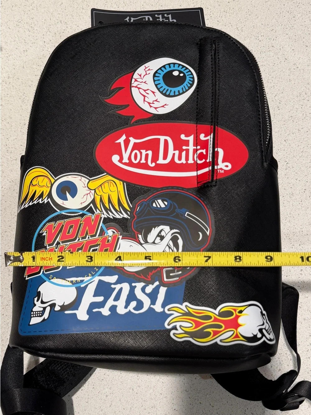 Von Dutch Black w/Multi-Flying Eye Print Medium Backpack ~ NWT